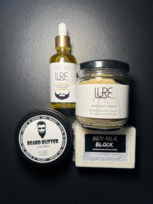 LURE by Shiv: Beard Oil | Beard Butter | Men Cleanser | Rice Body & Face Scrub Gift Set